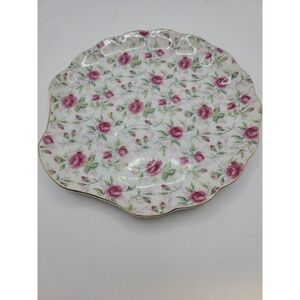 Vintage Lefton China Rose Chintz‎ Snack Plates - Set of 4 - Excellent Condition